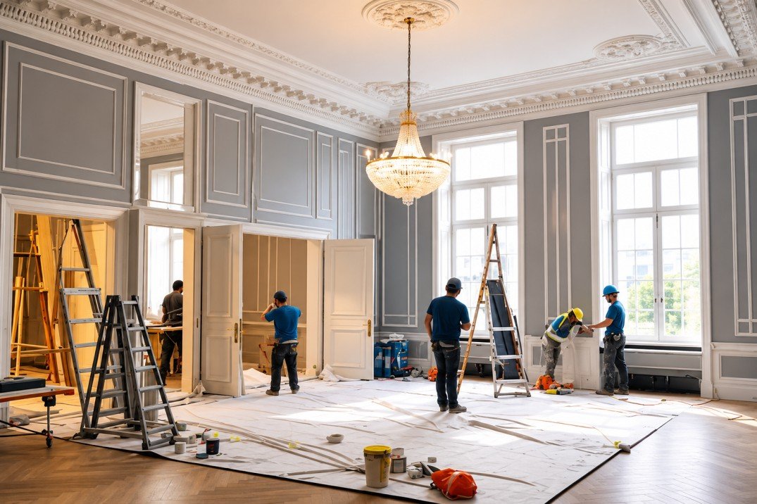 elegant room renovation in progress